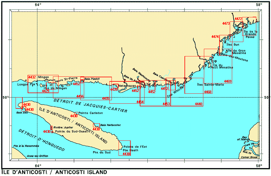 Cartes marines: Ile d'Anticosti