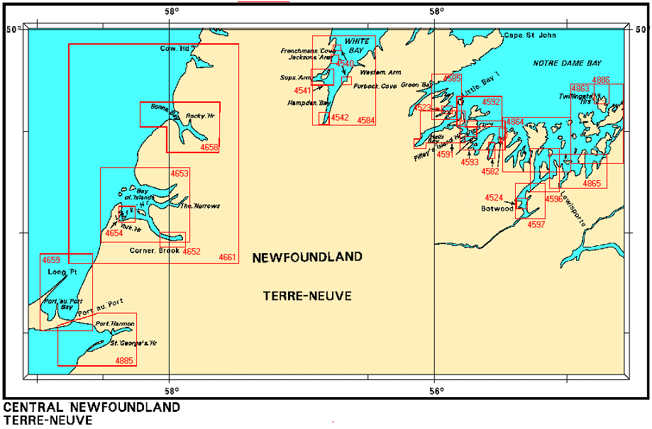 Nautical Charts of Central Newfoundland