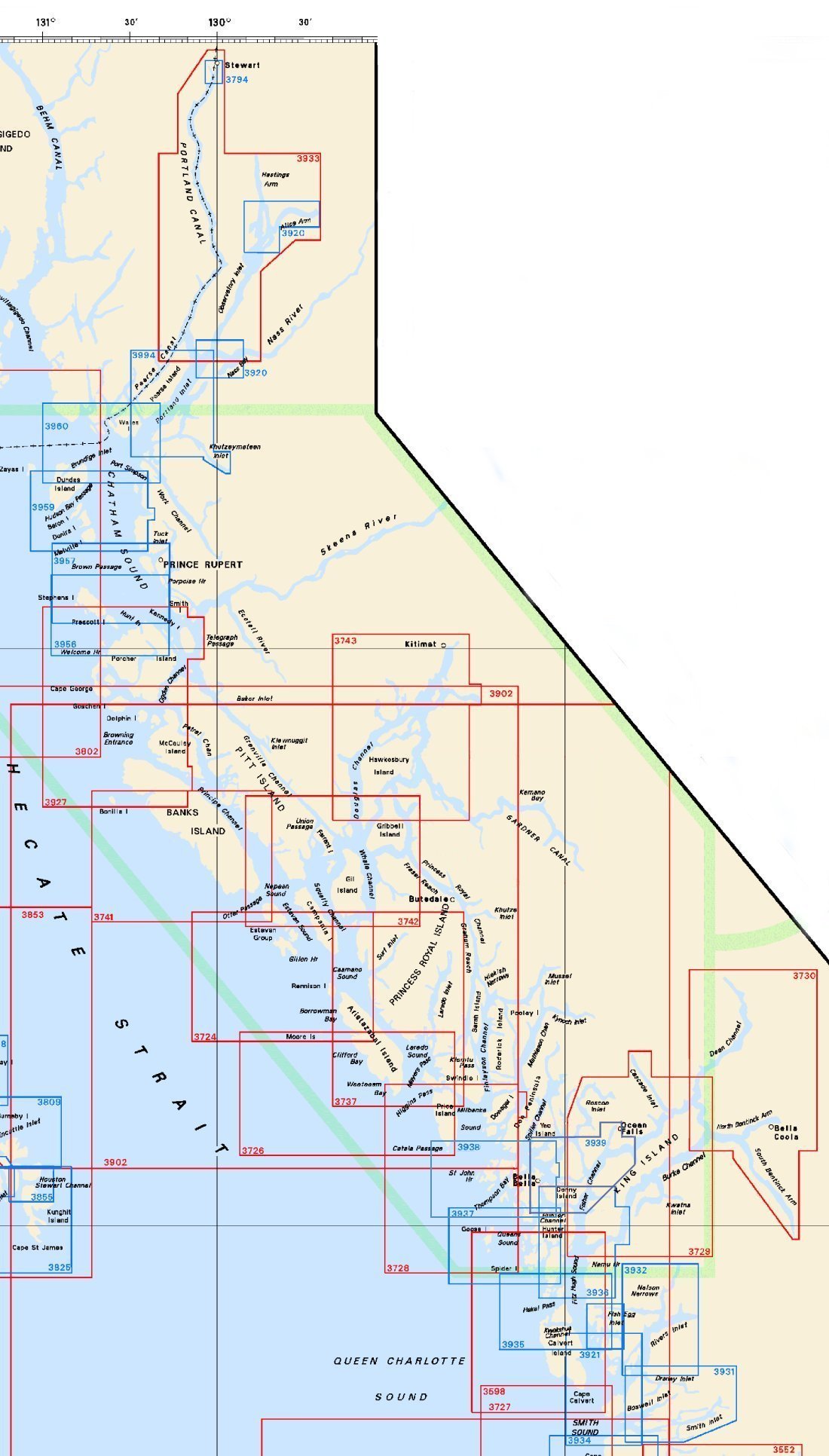 Chart Index for Northern British Columbia