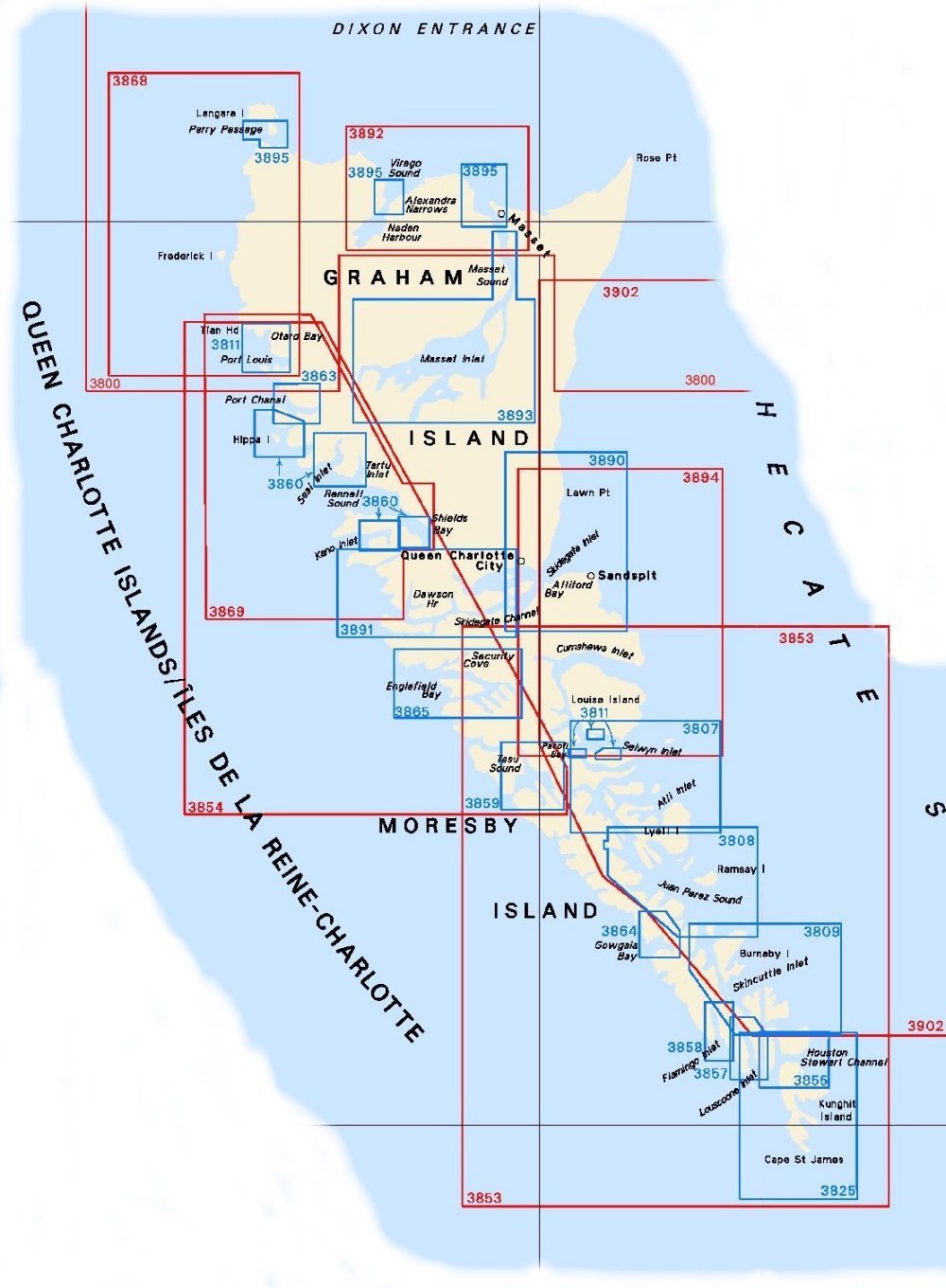 Chart Index of the Queen Charlotte Islands