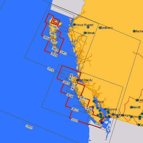 Canadian nautical charts of Vancouver Island W on CD-ROM