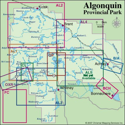 Coverage area for Adventure Maps in Algonquin Park