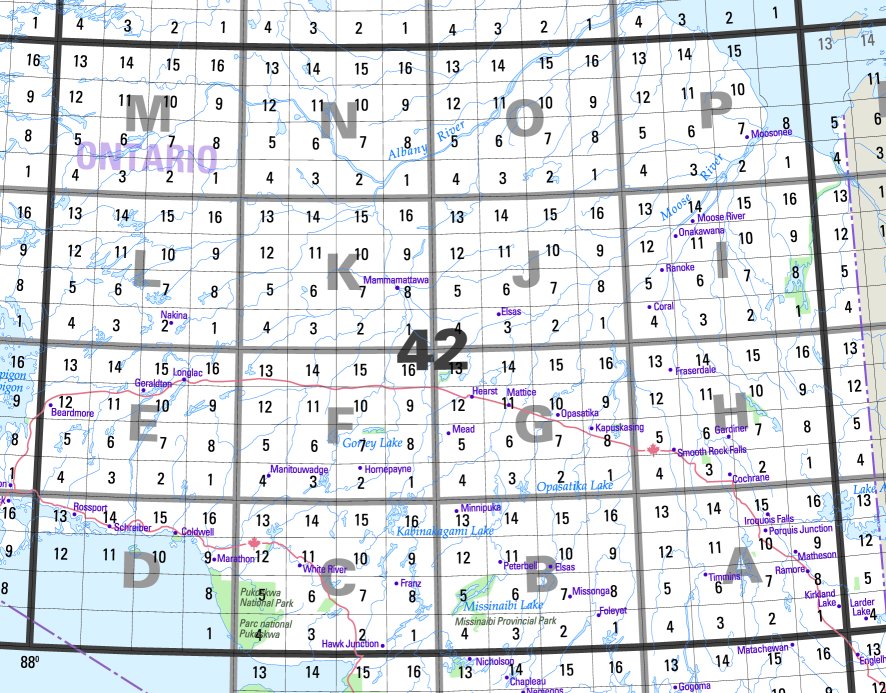 North Eastern Ontario Topographic Map Index