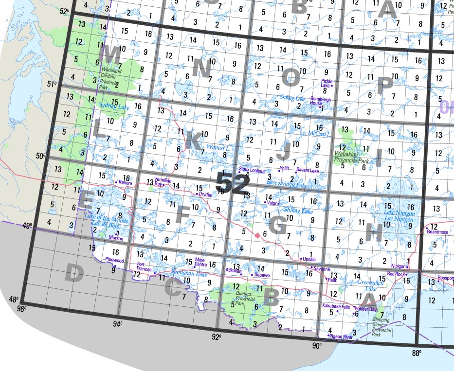 Northwestern Ontario Topographic Map Index